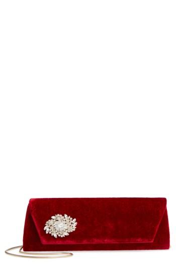 Badgley Mischka Drama Velvet Clutch - Red
