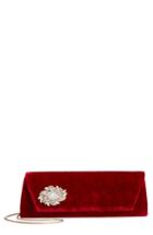 Badgley Mischka Drama Velvet Clutch - Red