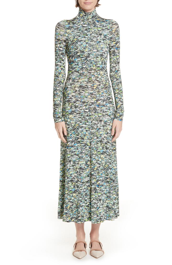 Women's Rosetta Getty Foam Print Turtleneck Jersey Dress - Grey