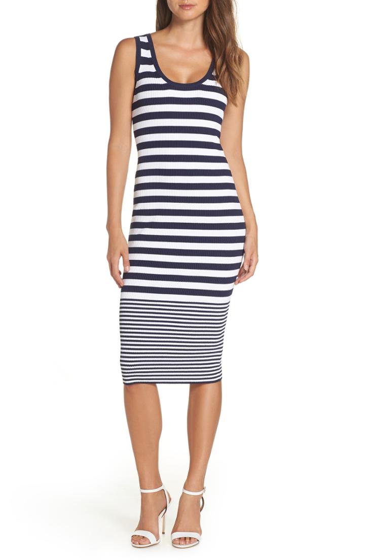 Women's Michael Michael Kors Mixed Stripe Rib Sweater Dress - Blue