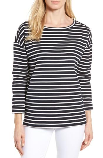 Women's Nordstrom Signature Side Zip Stripe Sweatshirt - Blue
