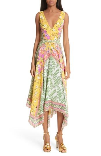 Women's Saloni Zuri Floral Print Dress - Yellow