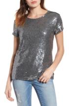 Women's Halogen V-back Sequin Top, Size - Metallic