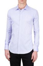 Men's Bugatchi Shaped Fit Checker Print Sport Shirt - Purple