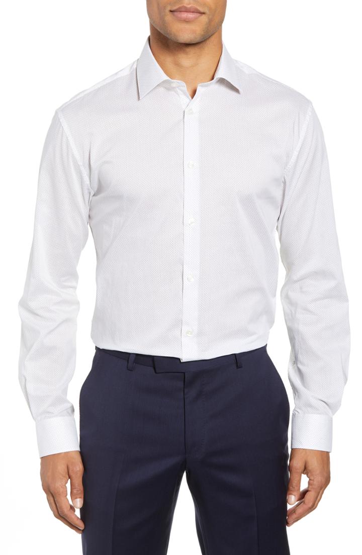 Men's John Varvatos Star Usa Slim Fit Dot Dress Shirt .5l - Blue