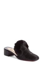 Women's Christian Louboutin Boudiva Genuine Rabbit Fur Trim Mule .5us / 35.5eu - Black