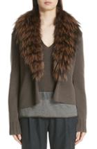 Women's Fabiana Filippi Cashmere Cardigan With Removable Genuine Fox Fur Collar Us / 46 It - Brown