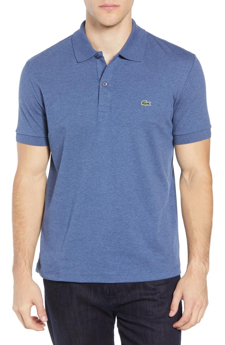 Men's Lacoste Jersey Interlock Fit Polo, Size 6(xl) - Blue