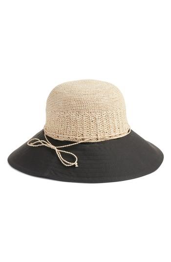 Women's Helen Kaminski Raffia & Canvas Hat - Black