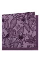 Men's Ted Baker London Monkey Botanical Silk Pocket Square, Size - Purple