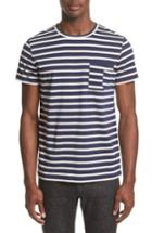 Men's A.p.c. Stripe Pocket T-shirt, Size - Blue