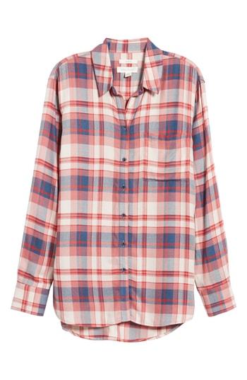 Women's Treasure & Bond Plaid Boyfriend Shirt - Red