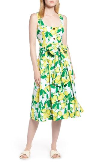 Women's 1901 Button Front Lemon Print Dress - Yellow