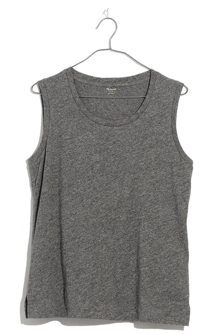 Women's Madewell Whisper Cotton Crewneck Muscle Tank - Grey