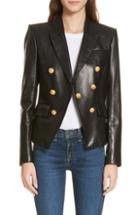 Women's Veronica Beard Cooke Leather Dickey Jacket - Black