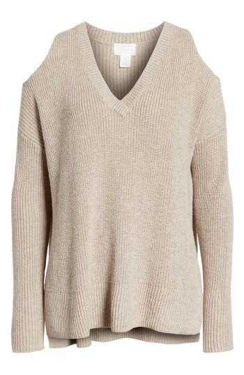 Women's Caslon Cold Shoulder Tunic Sweater - Brown
