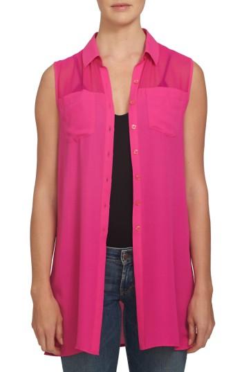 Women's 1.state Sheer Yoke Sleeveless Tunic - Pink
