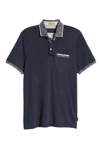 Men's Ted Baker London Dalmat Trim Fit Cotton & Modal Polo (xl) - Blue