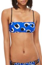 Women's Topshop Graphic Circle Bikini Top Us (fits Like 0-2) - Blue