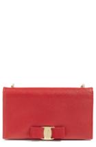 Women's Salavatore Ferragamo 'miss Vara' Leather Wallet On A Chain - Red