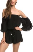 Women's Isabella Rose Flower Fields Off The Shoulder Cover-up Romper - Black