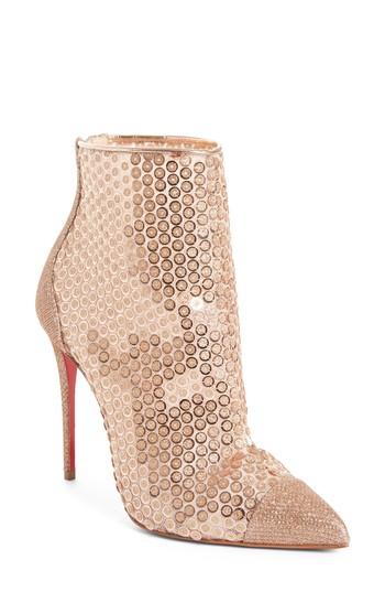 Women's Christian Louboutin Gipsy Sequin Bootie Us / 35eu - Beige