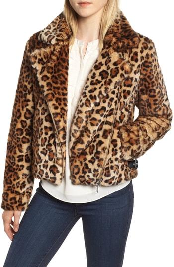 Women's Rebecca Minkoff Faux Fur Moto Jacket, Size - Black