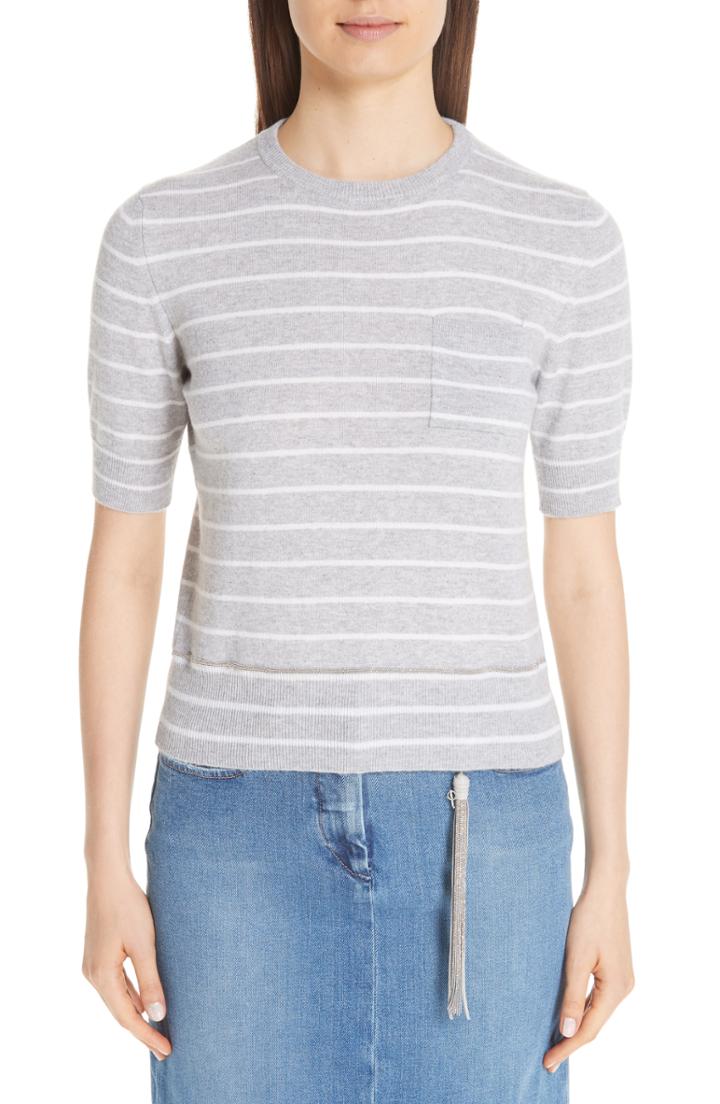 Women's Fabiana Filippi Stripe Cashmere Sweater Us / 38 It - Grey