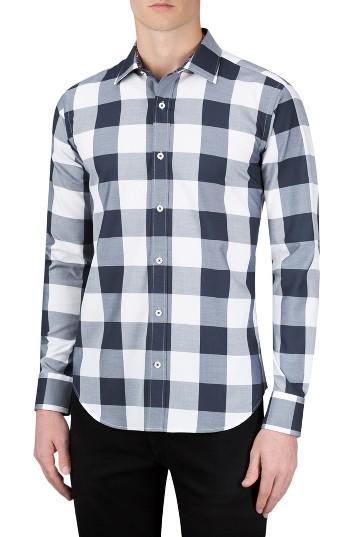 Men's Bugatchi Classic Fit Gingham Sport Shirt - Grey