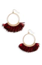 Women's Canvas Feather Hoop Earrings