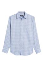 Men's Bugatchi Classic Fit Dobby Grid Plaid Sport Shirt, Size - Blue
