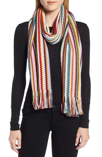 Women's Missoni Multi Zigzag Scarf, Size - White