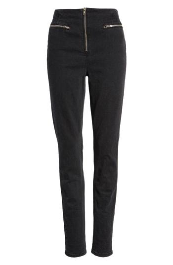 Women's Reformation Niki Zip Pocket Skinny Jeans - Black