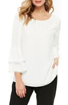 Women's Wallis Double Flute Sleeve Top Us / 18 Uk - Ivory