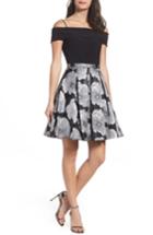 Women's Morgan & Co. Mixed Media Off The Shoulder Dress /8 - Black