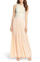 Women's Adrianna Papell Colorblock Lace Gown - Orange