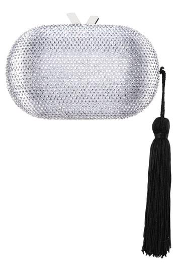 Nina Oval Minaudiere With Tassel - Grey