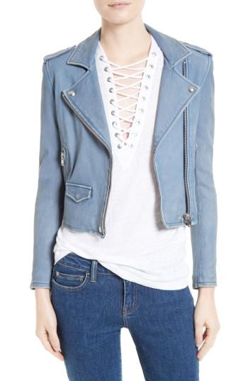 Women's Iro 'ashville' Lambskin Leather Moto Jacket Us / 36 Fr - Purple