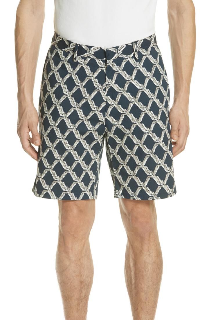Men's Vilebrequin Rope Print Poplin Chino Shorts - Blue