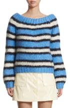 Women's Ganni Juilliard Stripe Mohair & Wool Sweater - Blue