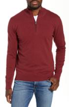 Men's French Connection Stretch Cotton Quarter Zip Sweater - Red