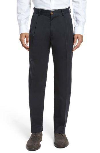 Men's Bills Khakis Classic Fit Pleat Front Chamois Cloth Pants X Unhemmed - Black