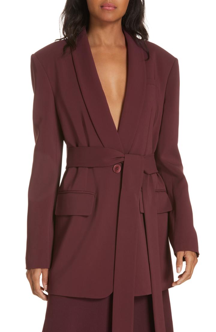 Women's Tibi Belted Oversize Blazer, Size - Burgundy