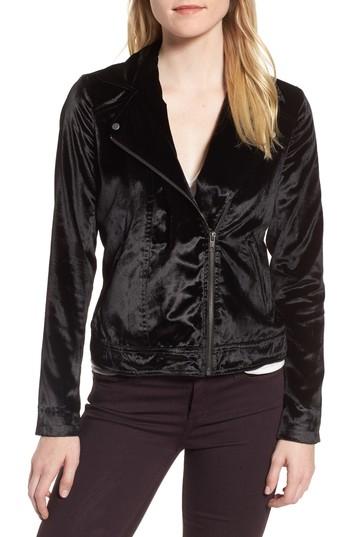 Women's Trouve Velvet Moto Jacket - Black