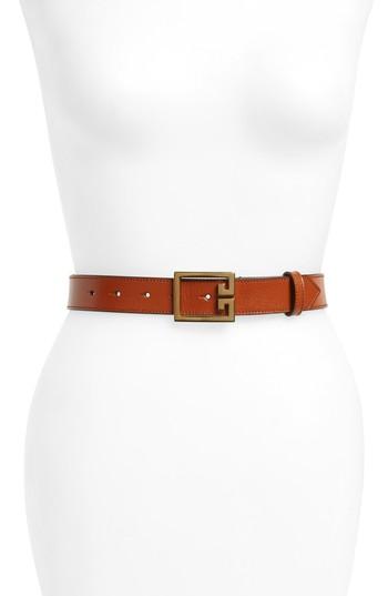 Women's Givenchy Grained Leather Belt - Chestnut