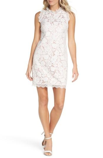 Women's Vince Camuto Sleeveless Eyelash Lace Sheath Dress - Ivory