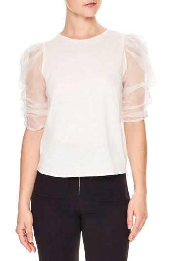 Women's Sandro Isma Sheer Sleeve Tee - White