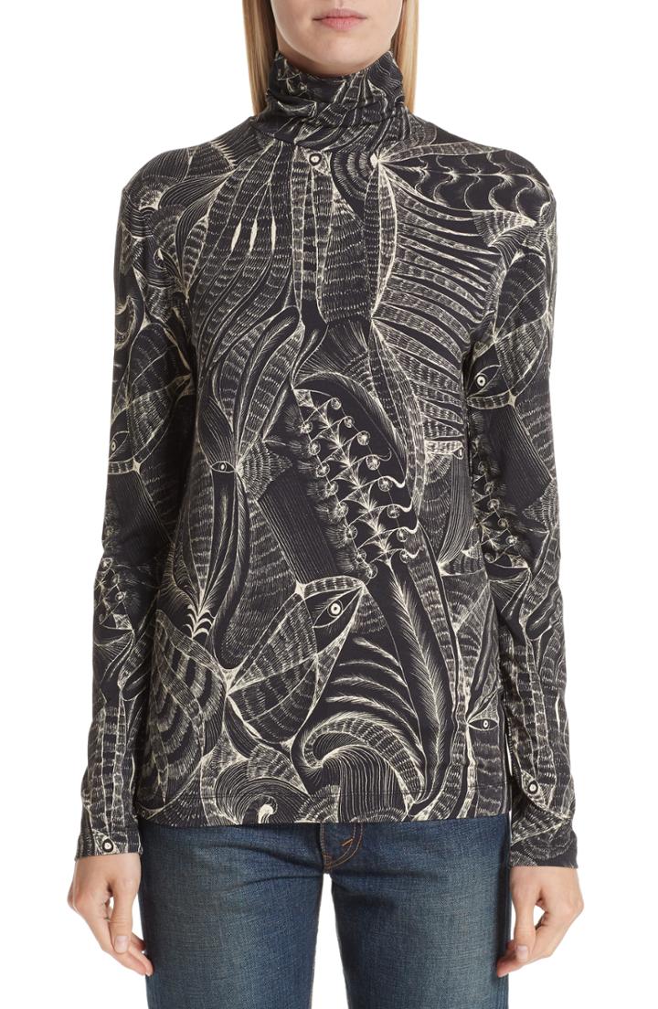 Women's Dries Van Noten Tattoo Print Knit Top - Black