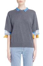 Women's Toga Check Tier Sleeve Sweater Us / 36 Fr - Grey