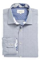 Men's Ted Baker London Trim Fit Dot Dress Shirt .5 - 32/33 - Blue